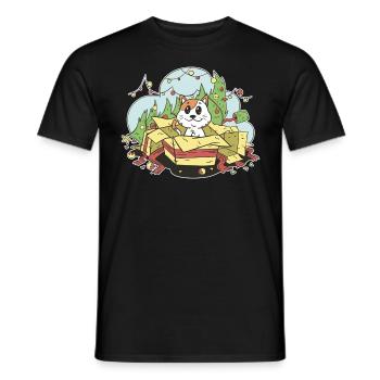 Cat Noël Arbre de Noël Cadeaux Cartoon - T-shirt homme - noir - Devant - AI Model Male 178 light (178cm)