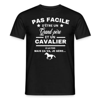 pas facile d'être cavalier et Grand-père - T-shirt homme - noir - Devant - AI Model Male 178 light (178cm)