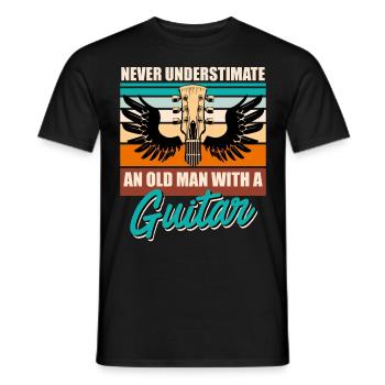 Never underestimate an old man with a guitar - Men's T-Shirt - black - Front - AI Model Male 178 light (178cm)