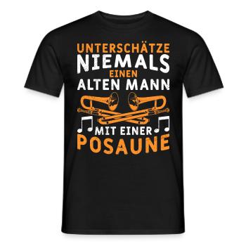 Don't underestimate an old man with a trombone - Men's T-Shirt - black - Front - AI Model Male 178 light (178cm)