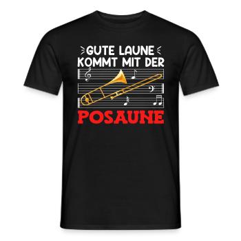 L’humeur du musicien vient avec le trombone - T-shirt homme - noir - Devant - AI Model Male 178 light (178cm)