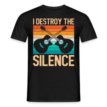 Je détruis le silence Je joue de la guitare - T-shirt homme - noir - Devant - AI Model Male 178 light (178cm)