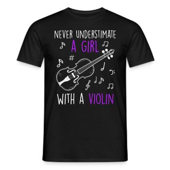 Don't underestimate a girl with a violin - Men's T-Shirt - black - Front - AI Model Male 178 light (178cm)