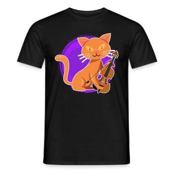 Musicien avec chat je joue du violon - T-shirt homme - noir - Devant - AI Model Male 178 light (178cm)