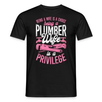 Plomberie Plombier Femme Mari - T-shirt homme - noir - Devant - AI Model Male 178 light (178cm)