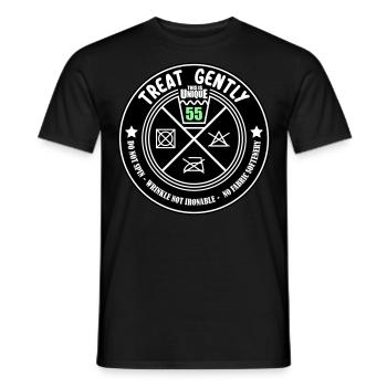 Schonend behandeln Unikat ist 55 | Farben änderbar - Männer T-Shirt - Schwarz - Vorne - AI Model Male 178 light (178cm)