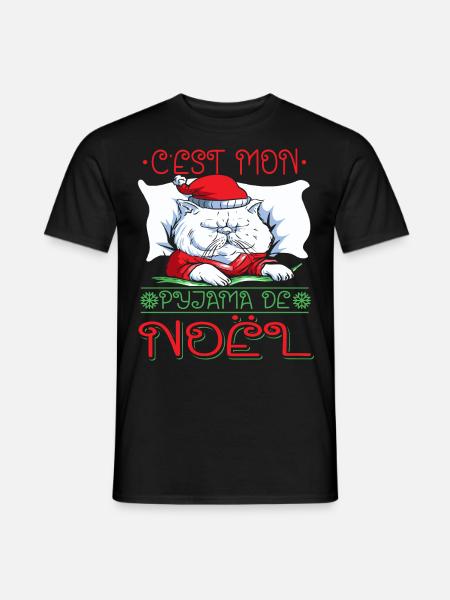 C'est Mon Pyjama De Noël Chat Mignon - T-shirt homme - noir