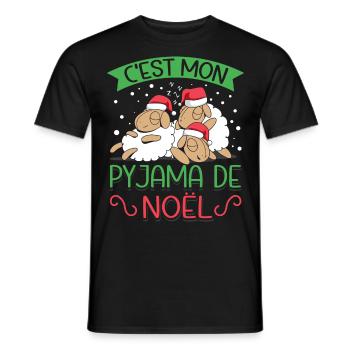 C'est Mon Pyjama De Noël Drôle De Moutons - T-shirt homme - noir - Devant - AI Model Male 178 light (178cm)