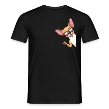 Chiweenie chien avec des lunettes de soleil de côté - T-shirt homme - noir - Devant - AI Model Male 178 light (178cm)