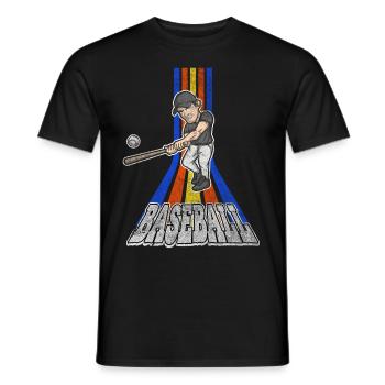 Baseball Baseballspieler USA Sport Vintage Retro - Männer T-Shirt - Schwarz - Vorne - AI Model Male 178 light (178cm)