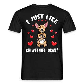 Chiweenie chien avec peluche - T-shirt homme - noir - Devant - AI Model Male 178 light (178cm)