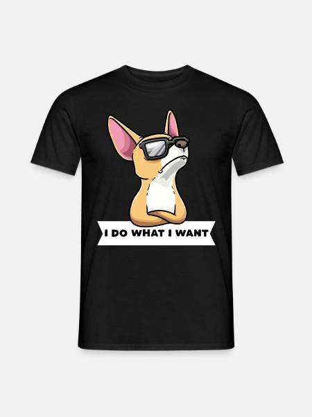 Chiweenie dog with sunglasses - Men's T-Shirt - black