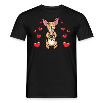 Chiweenie dog with cuddly toy - Men's T-Shirt - black - Front - AI Model Male 178 light (178cm)