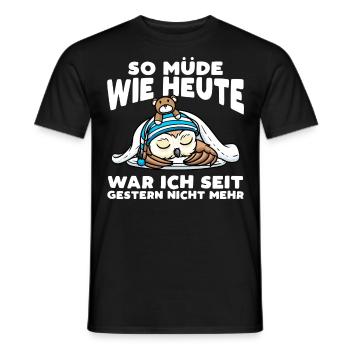 Schlafenden Eule Mit Kuscheltier So Müde Wie Heute - Männer T-Shirt - Schwarz - Vorne - AI Model Male 178 light (178cm)