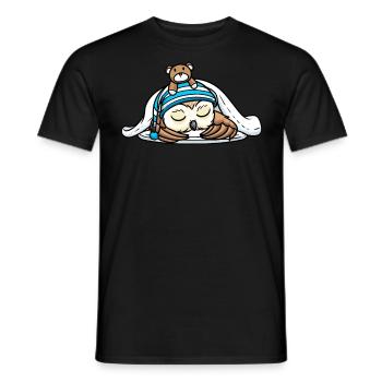 Schlummernde Eule Mit Plüschtier Schlafen Schlaf - Männer T-Shirt - Schwarz - Vorne - AI Model Male 178 light (178cm)