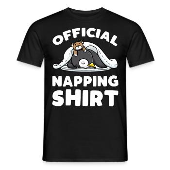Official Nap Shirt Sleeping Penguin - Men's T-Shirt - black - Front - AI Model Male 178 light (178cm)