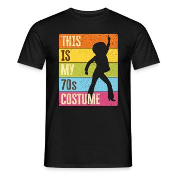 70s Seventies 1970s Party Disco Costume - T-shirt homme - noir - Devant - AI Model Male 178 light (178cm)