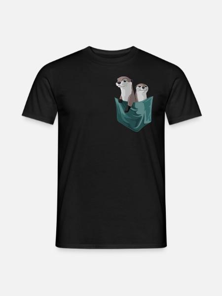 Otter In Tasche - Otter Kostüm Seeotter - Männer T-Shirt - Schwarz