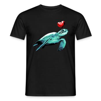 Schildkröte mit Herz Ozean Meer Naturschutz Herz - Männer T-Shirt - Schwarz - Vorne - AI Model Male 178 light (178cm)