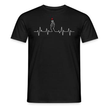K-pop K-drama Heartbeat Snapping Finger Heart - Men's T-Shirt - black - Front - AI Model Male 178 light (178cm)