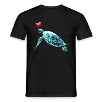 Schildkröte mit Herz Ozean Meer Naturschutz Herz - Männer T-Shirt - Schwarz - Vorne - AI Model Male 178 light (178cm)