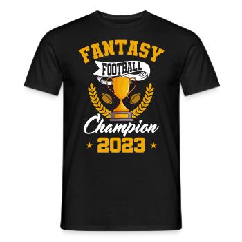 Trophée d’or du champion de football Fantasy 2023 - T-shirt homme - noir - Devant - AI Model Male 178 light (178cm)