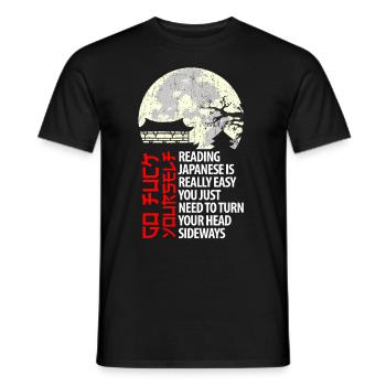 Lire le japonais est facile - dicton japonais - T-shirt homme - noir - Devant - AI Model Male 178 light (178cm)