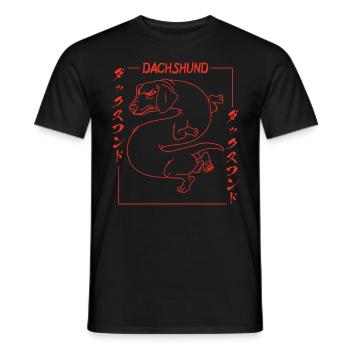 Japanese Dachshund Dragon Dog Fun Dachshund - Men's T-Shirt - black - Front - AI Model Male 178 light (178cm)