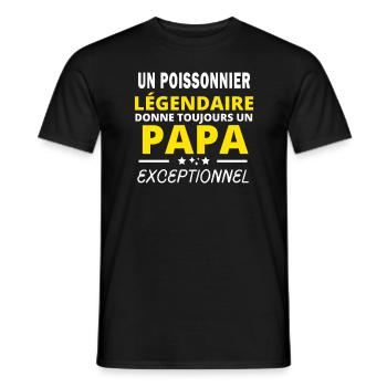 POISSONNIER légendaire drôle papa exceptionnel - T-shirt homme - noir - Devant - AI Model Male 178 light (178cm)