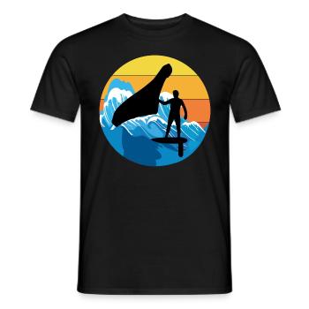 Wing Foiling Hydrofoil Surfing Surf Water Sport - Men's T-Shirt - black - Front - AI Model Male 178 light (178cm)