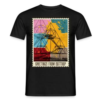 Bottrop Germany City Skyline Stamp Colorful - Men's T-Shirt - black - Front - AI Model Male 178 light (178cm)