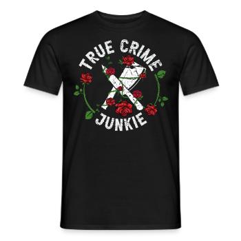 True Crime Junkie - Men's T-Shirt - black - Front - AI Model Male 178 light (178cm)