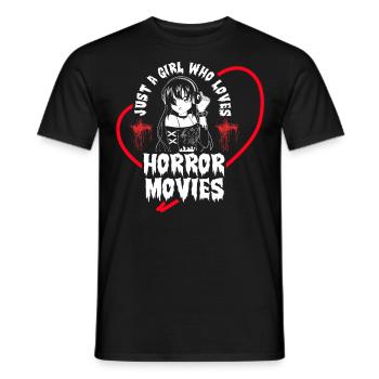 Just a Girl who loves Horror Movies - Männer T-Shirt - Schwarz - Vorne - AI Model Male 178 light (178cm)