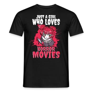 Just a Girl who loves Horror Movies - Männer T-Shirt - Schwarz - Vorne - AI Model Male 178 light (178cm)