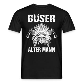 Böser Alter Mann Indianer Vintage Tomahawk - Männer T-Shirt - Schwarz - Vorne - AI Model Male 178 light (178cm)