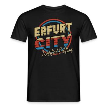 Erfurt Germany City Font 80s Style - Men's T-Shirt - black - Front - AI Model Male 178 light (178cm)