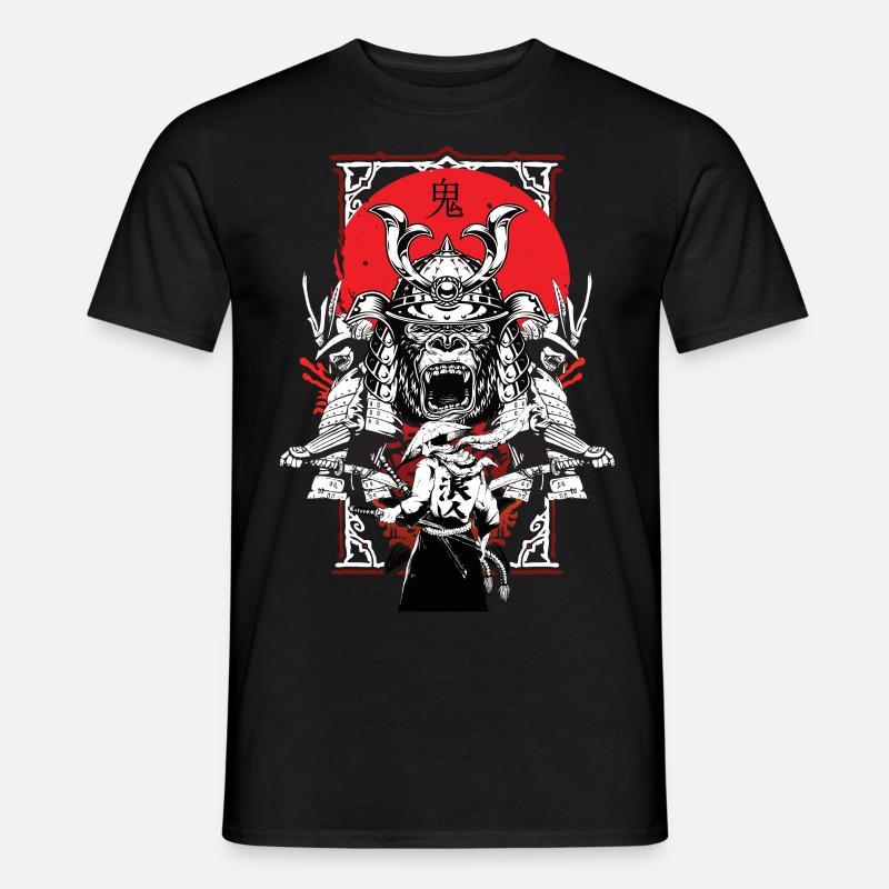 Japan Samurai Anime Maske Kitsune Style Oni - Männer T-Shirt - Schwarz