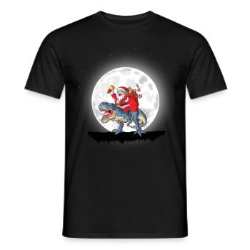 Le Père Noël chevauche des dinosaures - T-shirt homme - noir - Devant - AI Model Male 178 light (178cm)