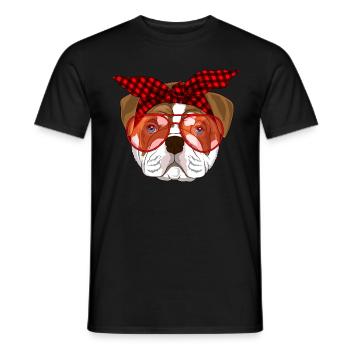 Bandana à carreaux rouges Bulldogs anglais Noël - T-shirt homme - noir - Devant - AI Model Male 178 light (178cm)
