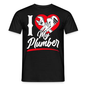Plumbing Plumber Girlfriend Wife - Men's T-Shirt - black - Front - AI Model Male 178 light (178cm)