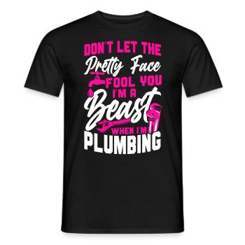 Plombier de plomberie femme Ne laissez pas - T-shirt homme - noir - Devant - AI Model Male 178 light (178cm)