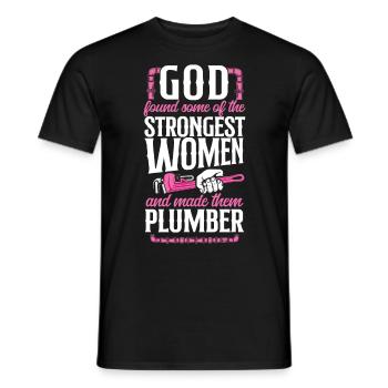 Plombier de plomberie Femme Dieu trouvé - T-shirt homme - noir - Devant - AI Model Male 178 light (178cm)