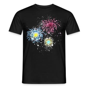 Feux d’artifice, fusées, étoiles, réveillon du Nouvel An, graffitis, colorés - T-shirt homme - noir - Devant - AI Model Male 178 light (178cm)