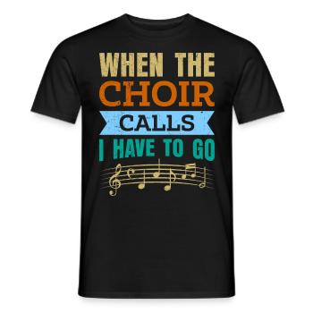 When the choir calls I have to go Music notes - Men's T-Shirt - black - Front - AI Model Male 178 light (178cm)