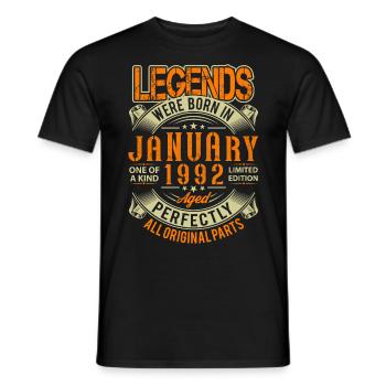 1992 Januar Geburtstag Legende - Männer T-Shirt - Schwarz - Vorne - AI Model Male 178 light (178cm)