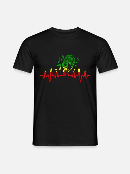 Herzschlag Reggae Musik Ich liebe Musik Noten - Männer T-Shirt - Schwarz