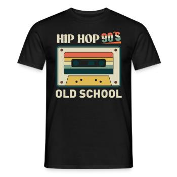 Music hip hop I'm old school 90s - Men's T-Shirt - black - Front - AI Model Male 178 light (178cm)