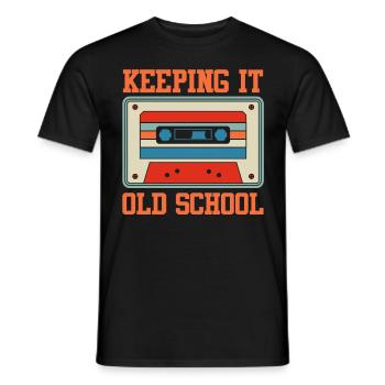 Keeping it old school cassette player cassettes - Men's T-Shirt - black - Front - AI Model Male 178 light (178cm)