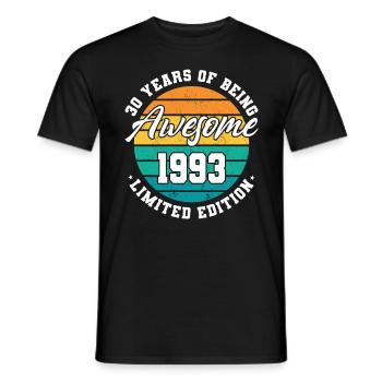 30e anniversaire 30 ans Être génial 1993 - T-shirt homme - noir - Devant - AI Model Male 178 light (178cm)