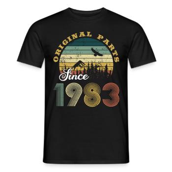 40th anniversary of Original Parts since 1983 - Men's T-Shirt - black - Front - AI Model Male 178 light (178cm)